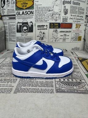 Nike Dunk Low Shoes Toddler Blue White Leather Sneakers FB9107-131 Size 7c